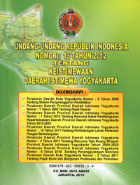 Undang-undang republik Indonesia nomor:13 tahun 2012 tentang keistimewaan daerah istimewa Yogyakarta