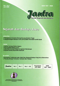 Jantra : Jurnal Sejarah dan Budaya, Vol. I No.1 Juni 2006